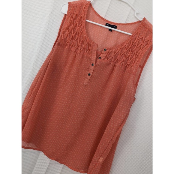 Gap Tops - EUC! GAP! SHEER SALMON BOHO RUCHED DETAIL TOP, BLOUSE! SZ XXL